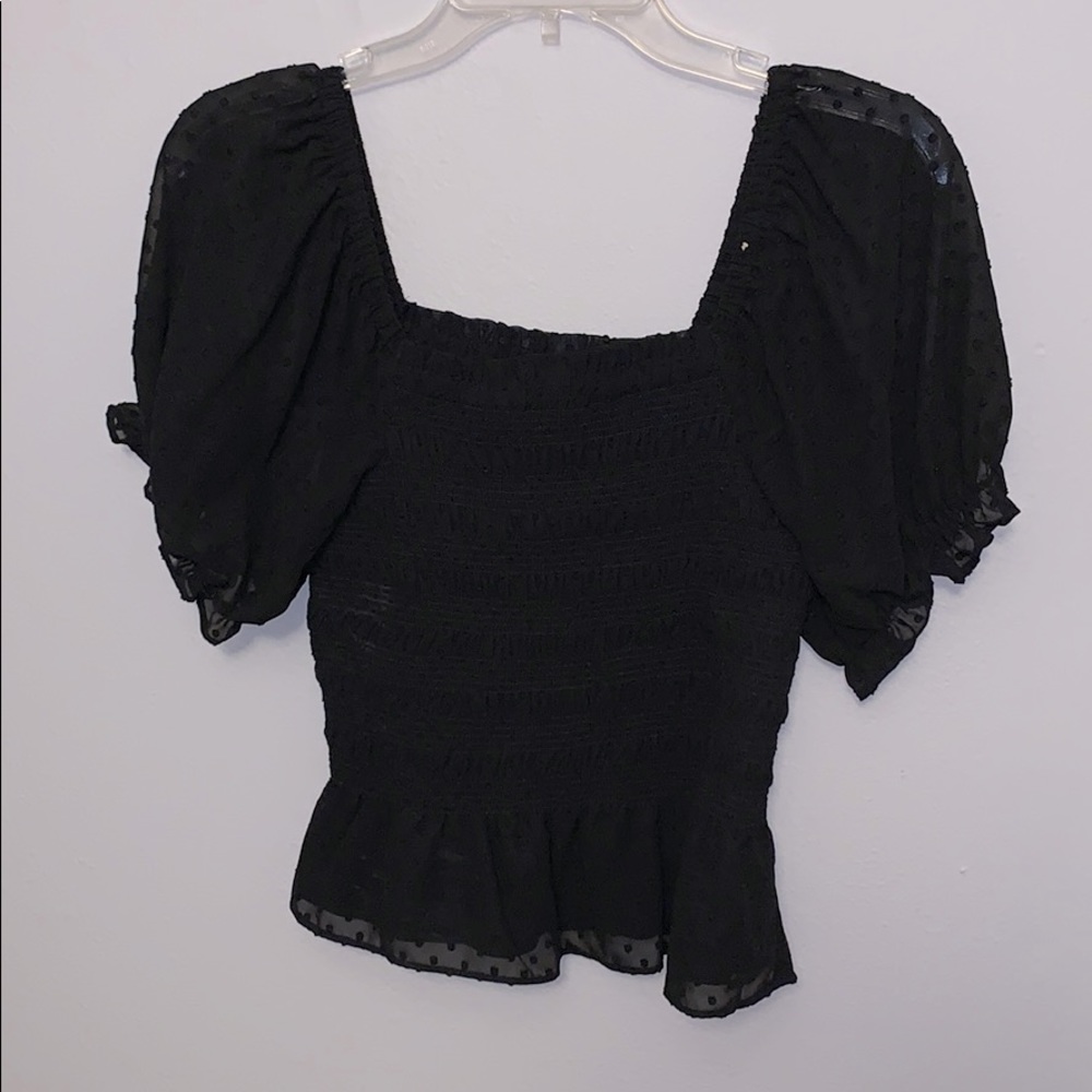 NWT Express Sheer Scrunched Black Top